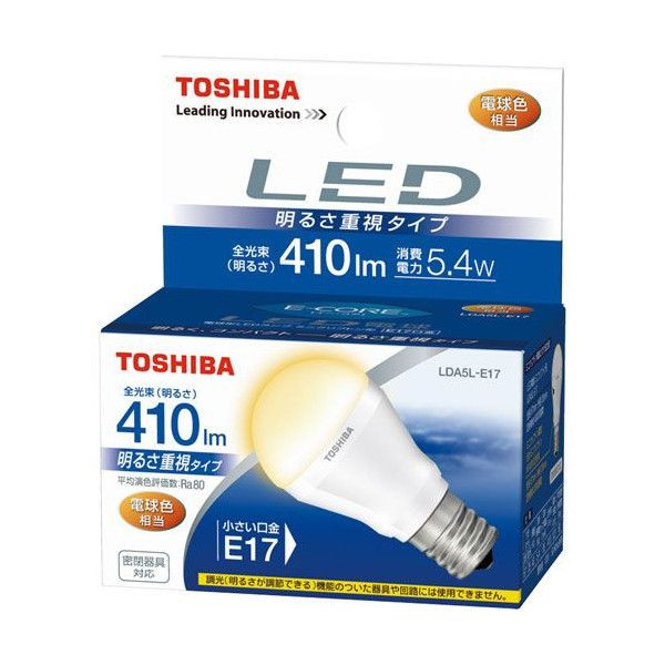 東芝 LED電球 ミニクリプトン形 大光量 E17 [電球色] イーコア LDA5L-E17